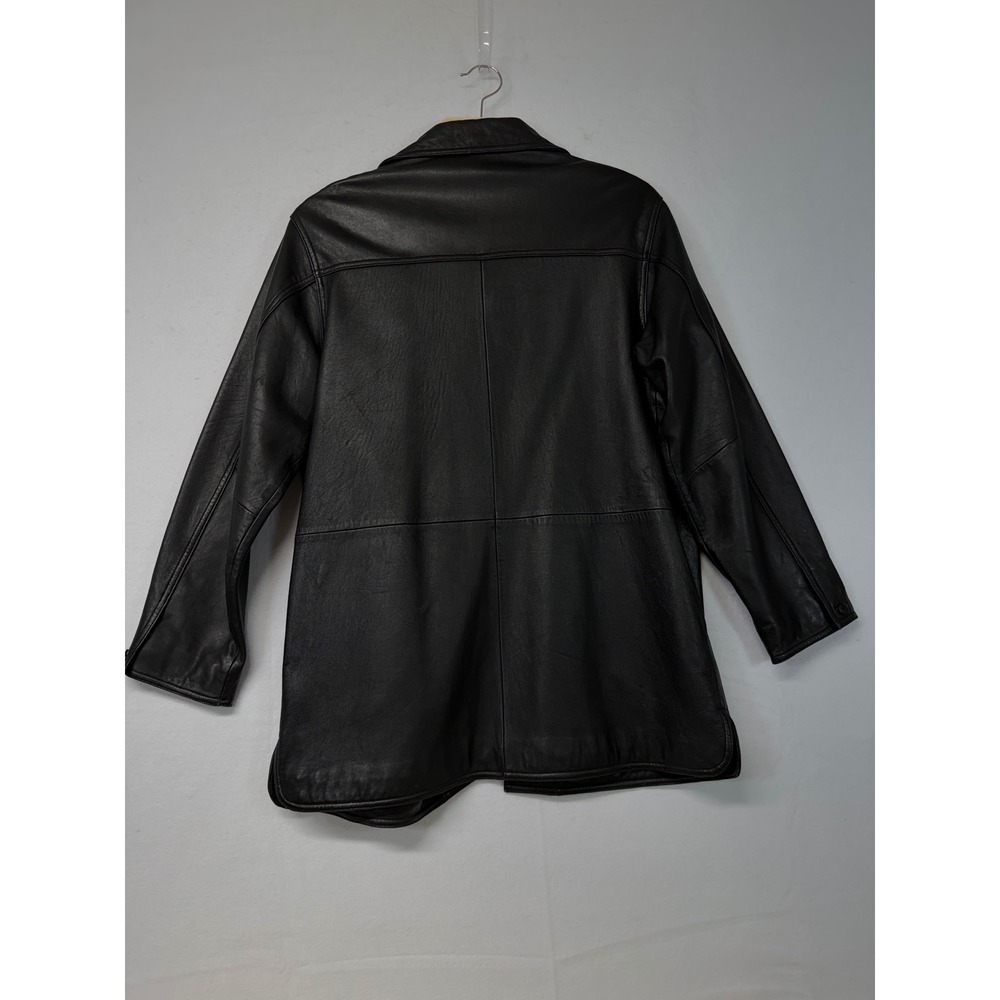 Centigrade Leather Jacket Medium Black Button Fro… - image 5